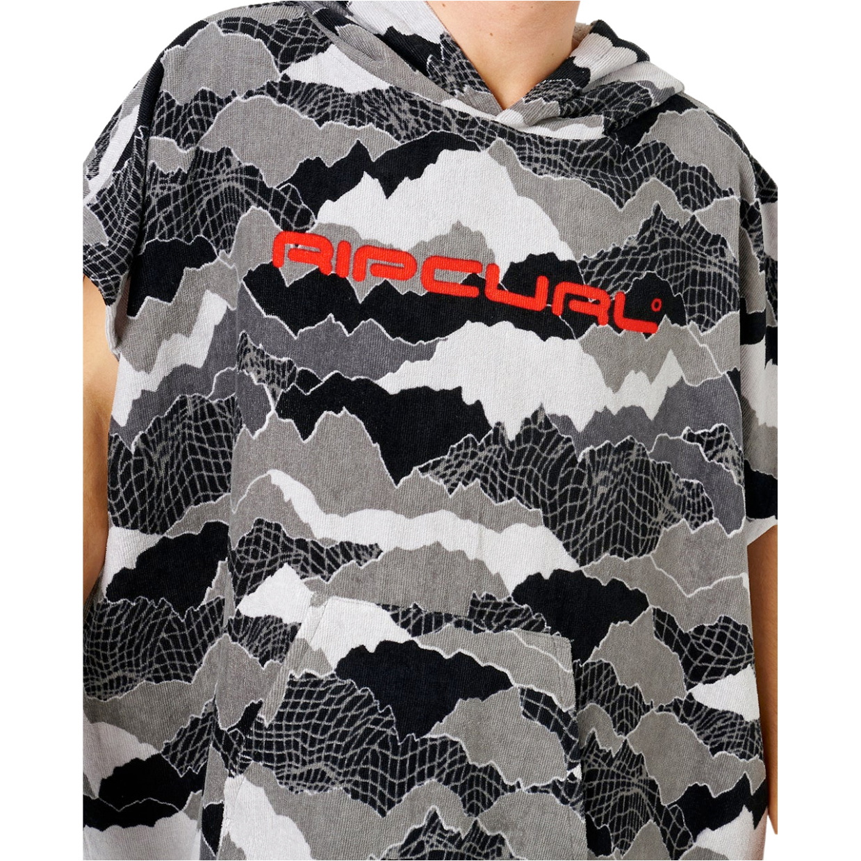 2026 Rip Curl Mens Fun Times Hooded Poncho Towel 01KMTO - Black / Grey